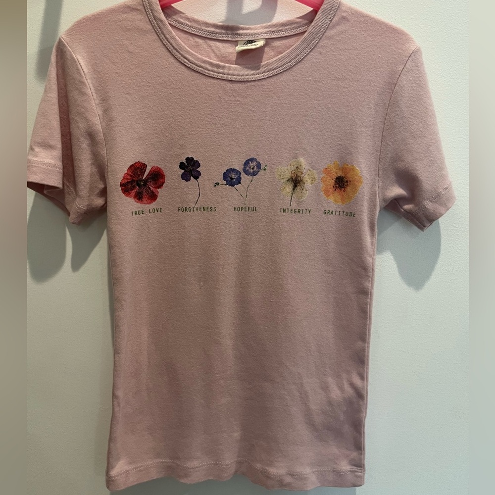 Urban Outfitters Pink Floral Graphic Tee